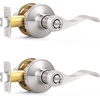 image:imageProbrico Polished Chrome Door Handles Privacy Door Lever Interior Chrome Door Lever for Bedroom Bathroom Keyless Interior Door Handle with Lock Wave Style 6 PackSatin Nickel
