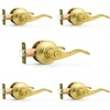 image:imageProbrico Polished Chrome Door Handles Privacy Door Lever Interior Chrome Door Lever for Bedroom Bathroom Keyless Interior Door Handle with Lock Wave Style 6 PackGold