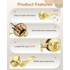 image:imageProbrico Polished Chrome Door Handles Privacy Door Lever Interior Chrome Door Lever for Bedroom Bathroom Keyless Interior Door Handle with Lock Wave Style 6 PackPolished Brass