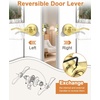 image:imageProbrico Polished Chrome Door Handles Privacy Door Lever Interior Chrome Door Lever for Bedroom Bathroom Keyless Interior Door Handle with Lock Wave Style 6 PackPolished Brass