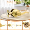 image:imageProbrico Polished Chrome Door Handles Privacy Door Lever Interior Chrome Door Lever for Bedroom Bathroom Keyless Interior Door Handle with Lock Wave Style 6 PackGold