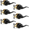 image:imageProbrico Polished Chrome Door Handles Privacy Door Lever Interior Chrome Door Lever for Bedroom Bathroom Keyless Interior Door Handle with Lock Wave Style 6 PackBlack
