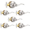image:imageProbrico Polished Chrome Door Handles Privacy Door Lever Interior Chrome Door Lever for Bedroom Bathroom Keyless Interior Door Handle with Lock Wave Style 6 PackSatin Nickel