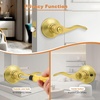 image:imageProbrico Polished Chrome Door Handles Privacy Door Lever Interior Chrome Door Lever for Bedroom Bathroom Keyless Interior Door Handle with Lock Wave Style 6 PackGold