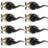 image:imageProbrico Polished Chrome Door Handles Privacy Door Lever Interior Chrome Door Lever for Bedroom Bathroom Keyless Interior Door Handle with Lock Wave Style 6 PackBlack