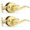 image:imageProbrico Polished Chrome Door Handles Privacy Door Lever Interior Chrome Door Lever for Bedroom Bathroom Keyless Interior Door Handle with Lock Wave Style 6 PackPolished Brass