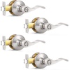 image:imageProbrico Polished Chrome Door Handles Privacy Door Lever Interior Chrome Door Lever for Bedroom Bathroom Keyless Interior Door Handle with Lock Wave Style 6 PackSatin Nickel
