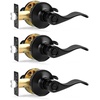 image:imageProbrico Polished Chrome Door Handles Privacy Door Lever Interior Chrome Door Lever for Bedroom Bathroom Keyless Interior Door Handle with Lock Wave Style 6 PackBlack