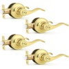 image:imageProbrico Polished Chrome Door Handles Privacy Door Lever Interior Chrome Door Lever for Bedroom Bathroom Keyless Interior Door Handle with Lock Wave Style 6 PackPolished Brass