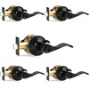 image:imageProbrico Polished Chrome Door Handles Privacy Door Lever Interior Chrome Door Lever for Bedroom Bathroom Keyless Interior Door Handle with Lock Wave Style 6 PackBlack