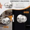 image:imageProbrico Privacy Door Knobs Interior with Lock Round Ball Shape Brushed Stainless Door Handles Bedroom Bathroom Keyless Door Locksets 6 PackBrushed Nickel