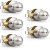 image:imageProbrico Privacy Door Knobs Interior with Lock Round Ball Shape Brushed Stainless Door Handles Bedroom Bathroom Keyless Door Locksets 6 PackBrushed Nickel