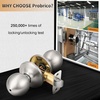 image:imageProbrico Privacy Door Knobs Interior with Lock Round Ball Shape Brushed Stainless Door Handles Bedroom Bathroom Keyless Door Locksets 6 PackBrushed Nickel