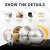 image:imageProbrico Privacy Door Knobs Interior with Lock Round Ball Shape Brushed Stainless Door Handles Bedroom Bathroom Keyless Door Locksets 6 PackBrushed Nickel