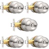 image:imageProbrico Privacy Interior Door Knobs Bed and Bath Handle Levers Keyless Brushed Nickel Lockset 6 PackBrushed Nickel