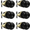image:imageProbrico Privacy Interior Door Knobs Bed and Bath Handles Keyless Sain Nickel Locksets 6 PackBlack