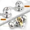 image:imageProbrico Privacy Interior Door Knobs Bed and Bath Handles Keyless Sain Nickel Locksets 6 PackBrushed Nickel