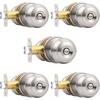image:imageProbrico Privacy Interior Door Knobs Bed and Bath Handles Keyless Sain Nickel Locksets 6 PackBrushed Nickel