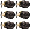 image:imageProbrico Privacy Interior Door Knobs Bed and Bath Handles Keyless Sain Nickel Locksets 6 PackOil Rubbed Bronze