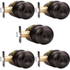 image:imageProbrico Privacy Interior Door Knobs Bed and Bath Handles Keyless Sain Nickel Locksets 6 PackOil Rubbed Bronze