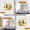 image:imageProbrico Privacy Interior Door Knobs Bed and Bath Handles Keyless Sain Nickel Locksets 6 PackPolished Brass