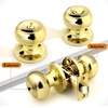 image:imageProbrico Privacy Interior Door Knobs Bed and Bath Handles Keyless Sain Nickel Locksets 6 PackPolished Brass