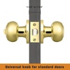 image:imageProbrico Privacy Interior Door Knobs Bed and Bath Handles Keyless Sain Nickel Locksets 6 PackPolished Brass