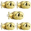 image:imageProbrico Privacy Interior Door Knobs Bed and Bath Handles Keyless Sain Nickel Locksets 6 PackPolished Brass