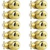 image:imageProbrico Privacy Interior Door Knobs Bed and Bath Handles Keyless Sain Nickel Locksets 6 PackPolished Brass
