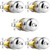 image:imageProbrico Privacy Interior Door Knobs Bed and Bath Handles Keyless Sain Nickel Locksets 6 PackPolished Chrome