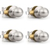 image:imageProbrico Round Ball Passage Door Knobs HallWay Closets NonLocking Door Handles Keyless Interior Door Handlesets in Brushed Nickel Finish Without Keys 4 PackBrushed Nickel