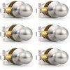 image:imageProbrico Round Ball Passage Door Knobs HallWay Closets NonLocking Door Handles Keyless Interior Door Handlesets in Brushed Nickel Finish Without Keys 4 PackBrushed Nickel