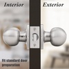 image:imageProbrico Round Passage Door Knob for HallCloset Brushed Nickel Interior Keyless Door Knob with Square Rosette 1 Pack