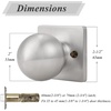image:imageProbrico Round Passage Door Knob for HallCloset Brushed Nickel Interior Keyless Door Knob with Square Rosette 1 Pack