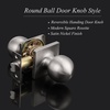 image:imageProbrico Round Passage Door Knob for HallCloset Brushed Nickel Interior Keyless Door Knob with Square Rosette 1 Pack