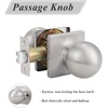 image:imageProbrico Round Passage Door Knob for HallCloset Brushed Nickel Interior Keyless Door Knob with Square Rosette 1 Pack