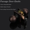 image:imageProbrico Round Passage Door Knob for HallCloset Oil Rubbed Bronze Interior Keyless Door Knob with Square Rosette 1 Pack