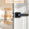 image:imageProbrico Smart Lock Keyless Entry Door Lock with Handle Satin Nickel Smart Locks for Front Door Fingerprint Door Handle for Bedroom Bathroom Electronic Biometric Digital WiFi APP ControlBlack