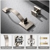 image:imageProbrico Square Satin Nickel Front Door HandleEntry Door Handleset with Square KnobExteriorInterior Passage Door Handle with No Lock1PackSatin Nickel