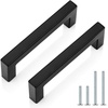 image:imageProbrico Stainless Steel Kitchen Cabinet Square Handles Brushed Nickel 5 in Holes Centers 55 in Total Length 10 PackBlack