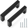 image:imageProbrico Stainless Steel Kitchen Cabinet Square Handles Brushed Nickel 5 in Holes Centers 55 in Total Length 10 PackBlack