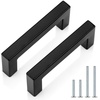 image:imageProbrico Stainless Steel Kitchen Cabinet Square Handles Brushed Nickel 5 in Holes Centers 55 in Total Length 10 PackBlack