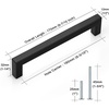 image:imageProbrico Stainless Steel Kitchen Cabinet Square Handles Brushed Nickel 5 in Holes Centers 55 in Total Length 10 PackBlack