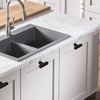 image:imageProbrico Stainless Steel Kitchen Cabinet Square Handles Brushed Nickel 5 in Holes Centers 55 in Total Length 10 PackBlack