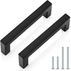 image:imageProbrico Stainless Steel Kitchen Cabinet Square Handles Brushed Nickel 5 in Holes Centers 55 in Total Length 10 PackBlack