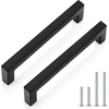 image:imageProbrico Stainless Steel Kitchen Cabinet Square Handles Brushed Nickel 5 in Holes Centers 55 in Total Length 10 PackBlack
