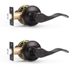 image:imageProbrico Wave Shape Passage Door Lever Satin Nickel Keyless Handle for Hall and Closet Interior NonLocking Leverset Handleset Hardware Reversible for Right and Left Handed Doors 1 PackOil Rubbed Bronze
