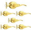 image:imageProbrico Wave Shape Passage Door Lever Satin Nickel Keyless Handle for Hall and Closet Interior NonLocking Leverset Handleset Hardware Reversible for Right and Left Handed Doors 1 PackGold