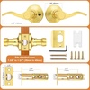 image:imageProbrico Wave Shape Passage Door Lever Satin Nickel Keyless Handle for Hall and Closet Interior NonLocking Leverset Handleset Hardware Reversible for Right and Left Handed Doors 1 PackGold