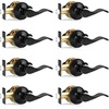 image:imageProbrico Wave Shape Passage Door Lever Satin Nickel Keyless Handle for Hall and Closet Interior NonLocking Leverset Handleset Hardware Reversible for Right and Left Handed Doors 1 PackBlack